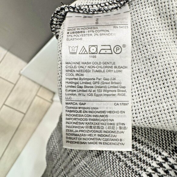 Gap Houndstooth Plaid Fit and Flare Peplum Dress Gray Black Plaid 2 EUC Trumpet - Picture 9 of 16